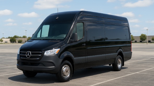 Exterior of Charter Bus Company Kenosha's 14 Passenger Sprinter Limousine in Kenosha