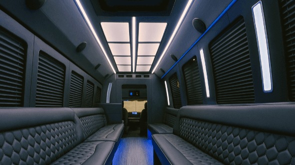 Interior of Charter Bus Company Naperville's 25 Passenger Party Bus in Naperville