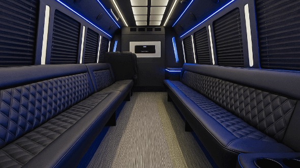 Interior of Charter Bus Company Joliet's 28 Passenger Party Bus in Joliet