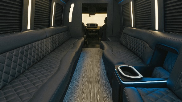 Interior of Charter Bus Company Elgin's 30 Passenger Party Bus in Elgin