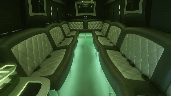 Interior of Charter Bus Company Joliet's 30 Passenger Party Bus in Joliet