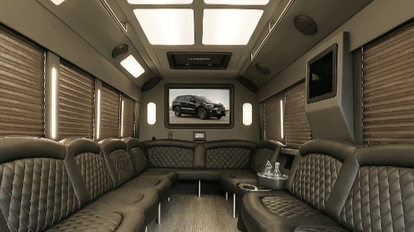 Interior of Charter Bus Company Madison's 40 Passenger Party Bus in Madison