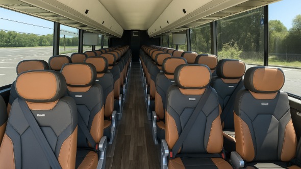 Interior of Charter Bus Company Aurora's 44 Passenger Charter Bus in Aurora