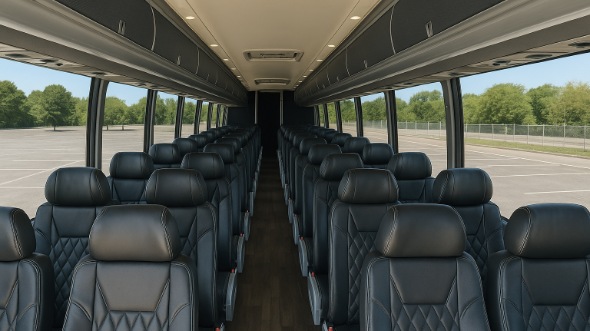 Interior of Charter Bus Company Aurora's 45 Passenger Charter Bus in Aurora