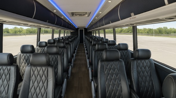 Interior of Charter Bus Company Aurora's 47 Passenger Charter Bus in Aurora