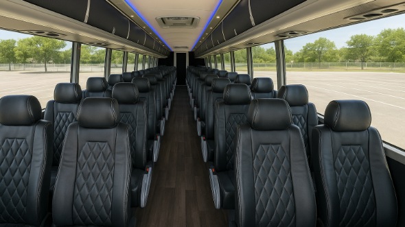 Interior of Charter Bus Company Aurora's 51 Passenger Charter Bus in Aurora