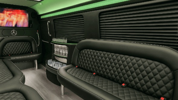 aurora 15 passenger party bus inside